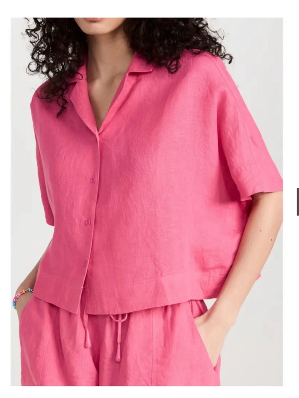 APiece Apart Pink Linen Button Front Shirt